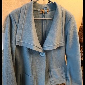 Gorgeous robins egg blue boiled wool jacket!